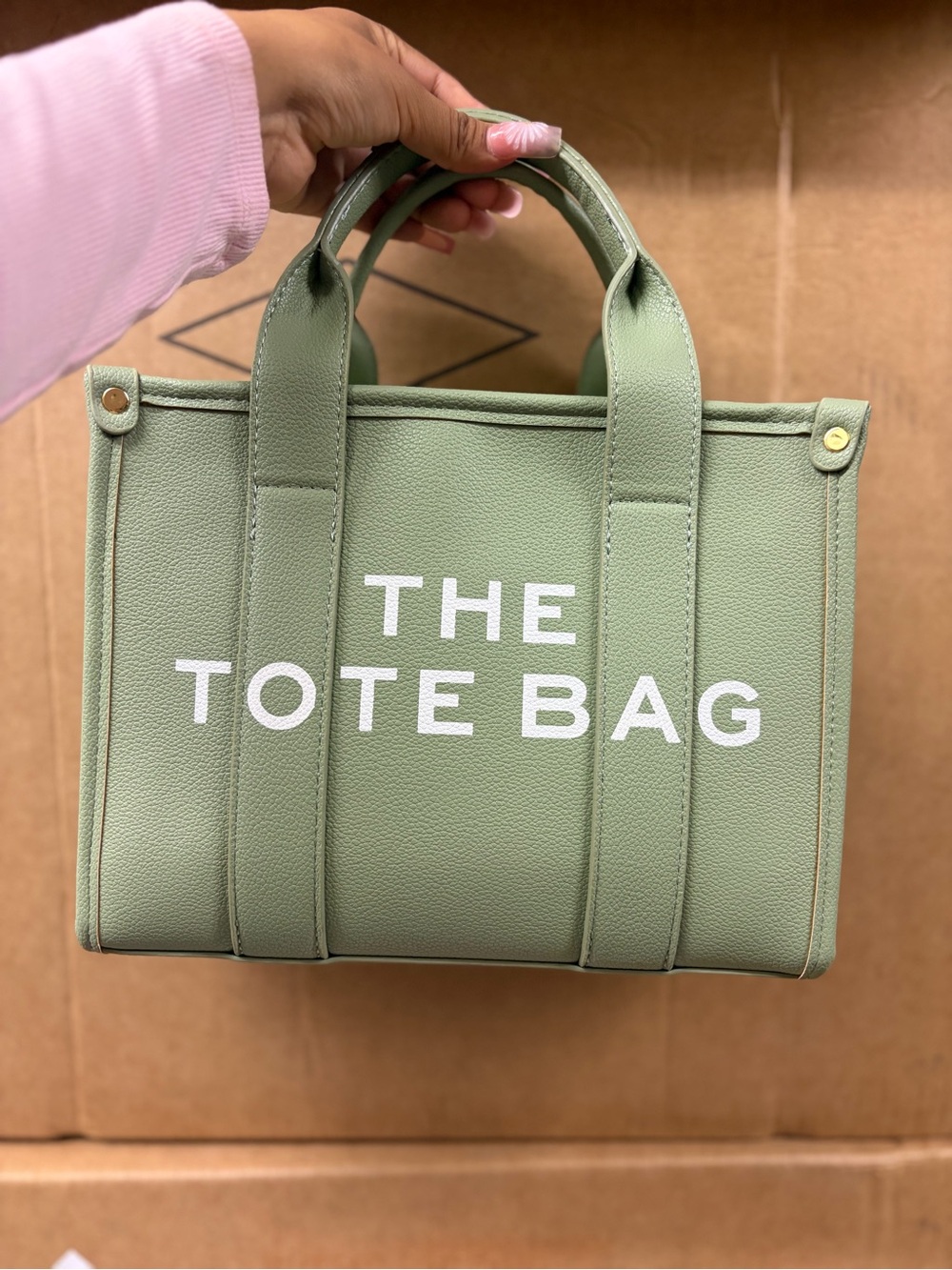Medium Structured Tote in Sage Green